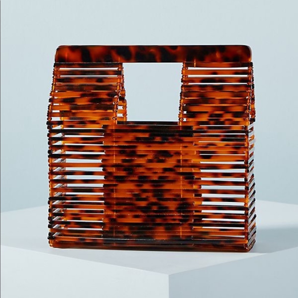 NWT Anthropologie Jamie Acrylic Basket Bag Honey